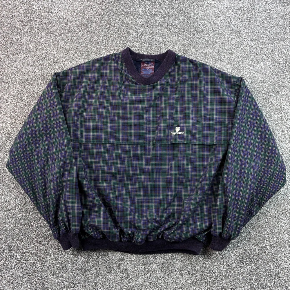 Vintage Sunderland of Scotland Pullover Mens 2XL Green Plaid Weatherbeater Boyne
